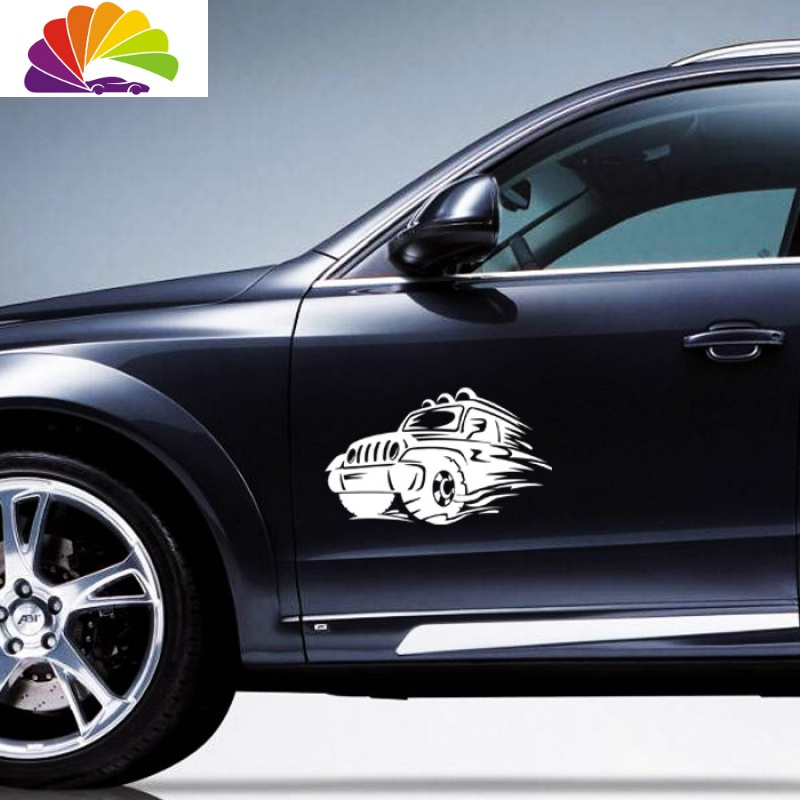 汽车车车尾改装装饰贴 汽车划痕遮挡防水防晒 白色小号越野车[18*30cm