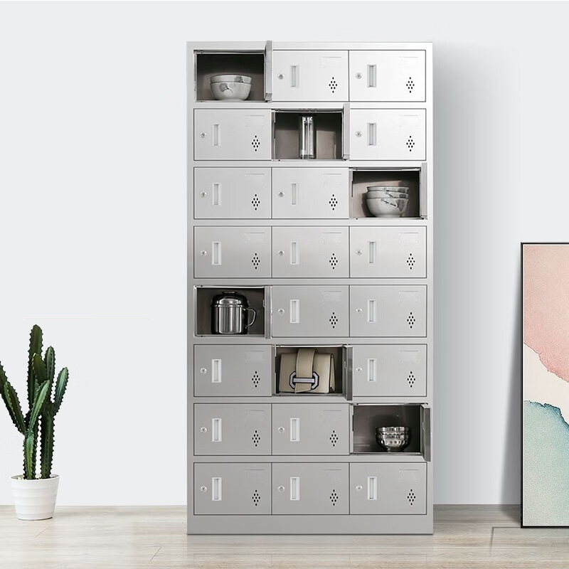 东升顺不锈钢更衣柜员工衣柜储物柜更衣室储物柜304二十四门储物柜高清大图