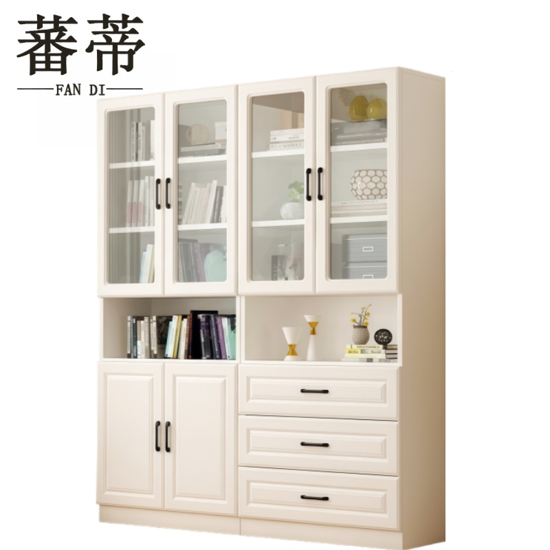 蕃蒂 实木书柜上玻门 台