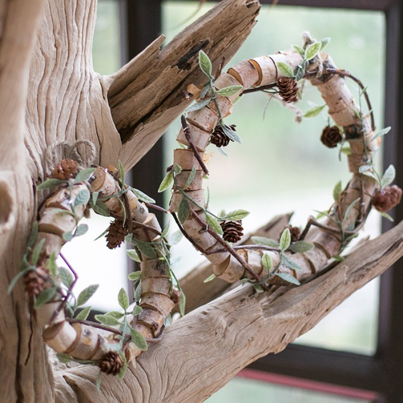 柳条树枝桦木花环实木手工艺品墙面装饰diy j柳条花环大 干树枝