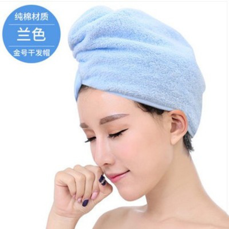 纯棉干发帽 女长发吸水干发巾包头巾洗头加厚浴帽擦头速干巾 三维工匠 YM084浅棕色高清大图