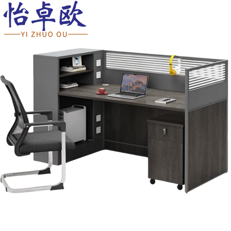 怡卓欧电脑桌单人位含柜椅组高清大图
