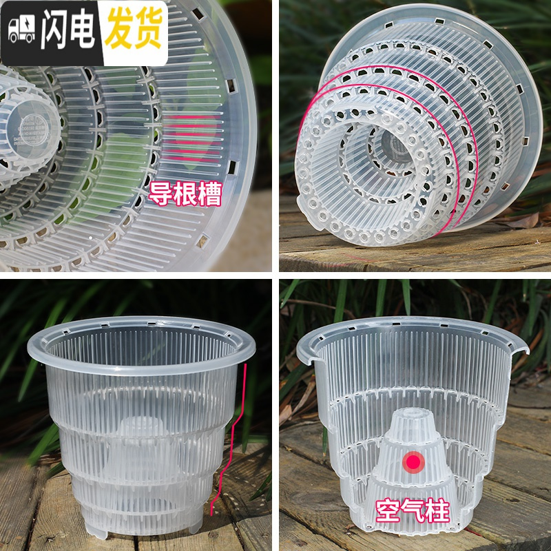 三维工匠蝴蝶兰控根花盆透气明塑料胶树脂陶瓷洋兰石斛专用盆 [5只]口径15cm[带空气柱] 中等花盆容器高清大图