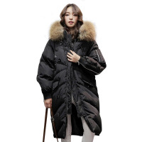 yaloo/雅鹿女中长款新款韩版正品时尚大码大毛领鸭绒外套羽绒服