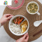 陶瓷饭盒圆形分格黑线密封微波炉分隔餐碗上班族便当盒带盖保鲜盒 FENGHOU