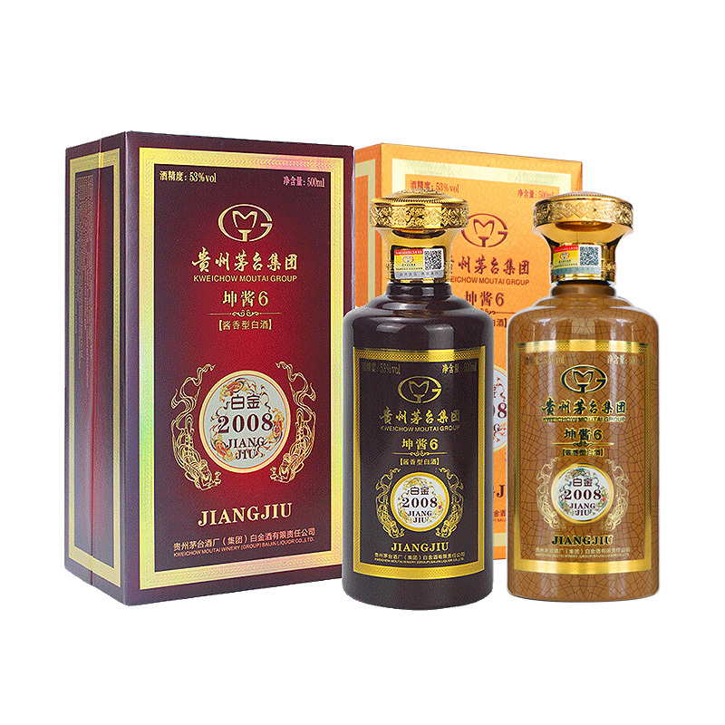 贵州茅台集团 白金酒2008 坤酱6 53度 500ml*6 整箱装 酱香型 白酒