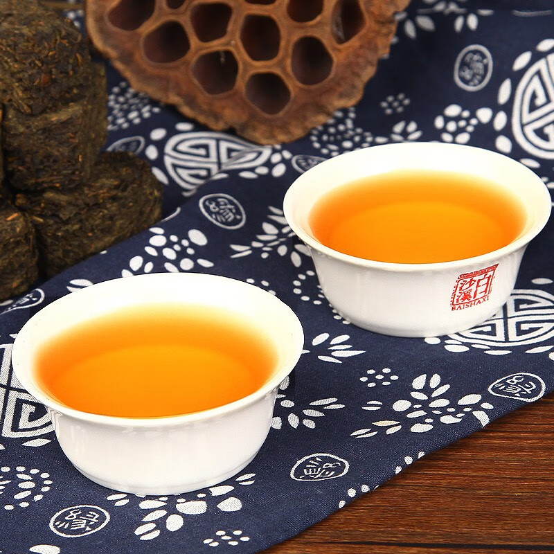 白沙溪茶叶安化黑茶金花茯茶砖茶5年陈福天下640g礼盒装送礼袋高清大图