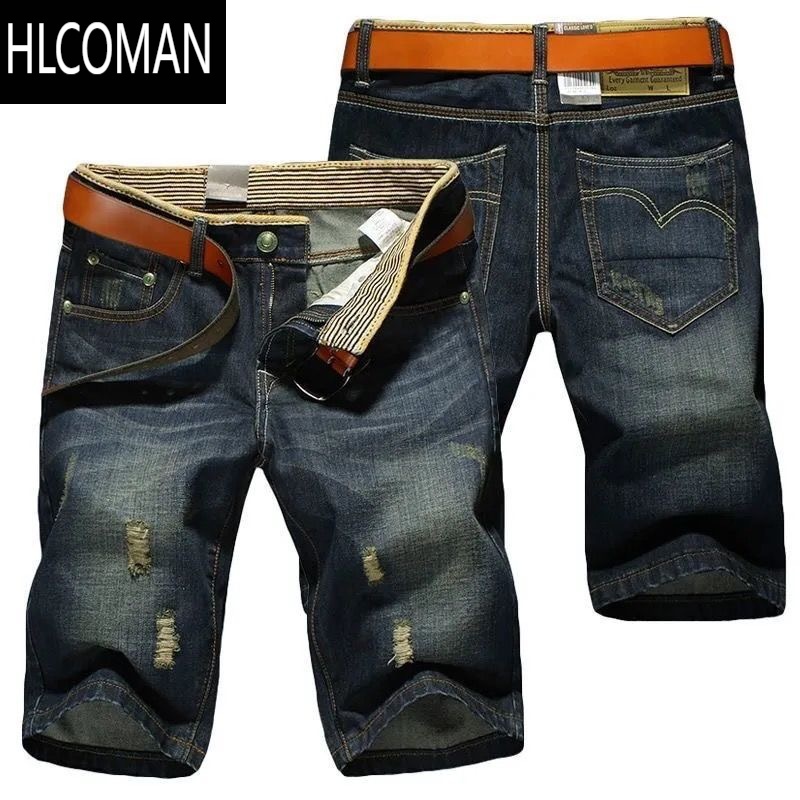HLCOMAN夏季薄款男士牛仔短裤男五分休闲透气耐磨工作宽松直筒裤子潮七分