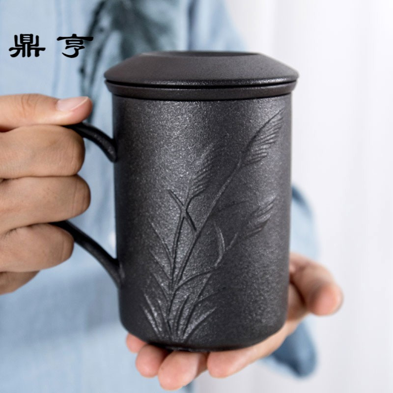 鼎亨陶瓷泡茶杯带盖带把马克杯过滤内胆办公家用茶水分离创意个人