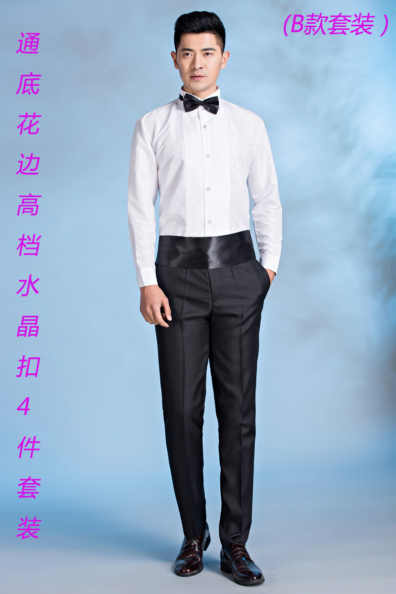 hlcoman男士白色领结衬衣演出礼服衬衫舞台服大合唱服装演出服婚礼