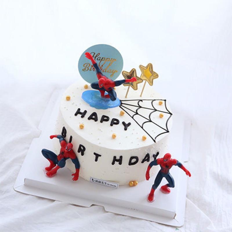 儿童节蛋糕装饰品蜘蛛侠摆件7只装塑料公仔男孩玩具生日蛋糕烘焙