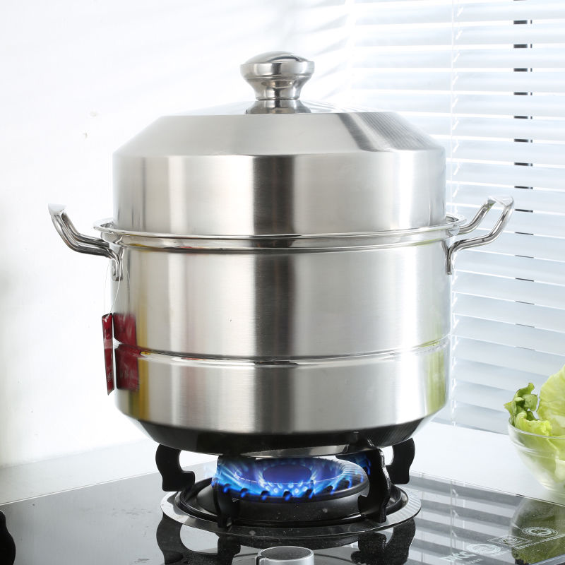 大蒸锅40cm商用加厚不锈钢蒸锅大号双三层蒸馍蒸笼电磁煤气炉