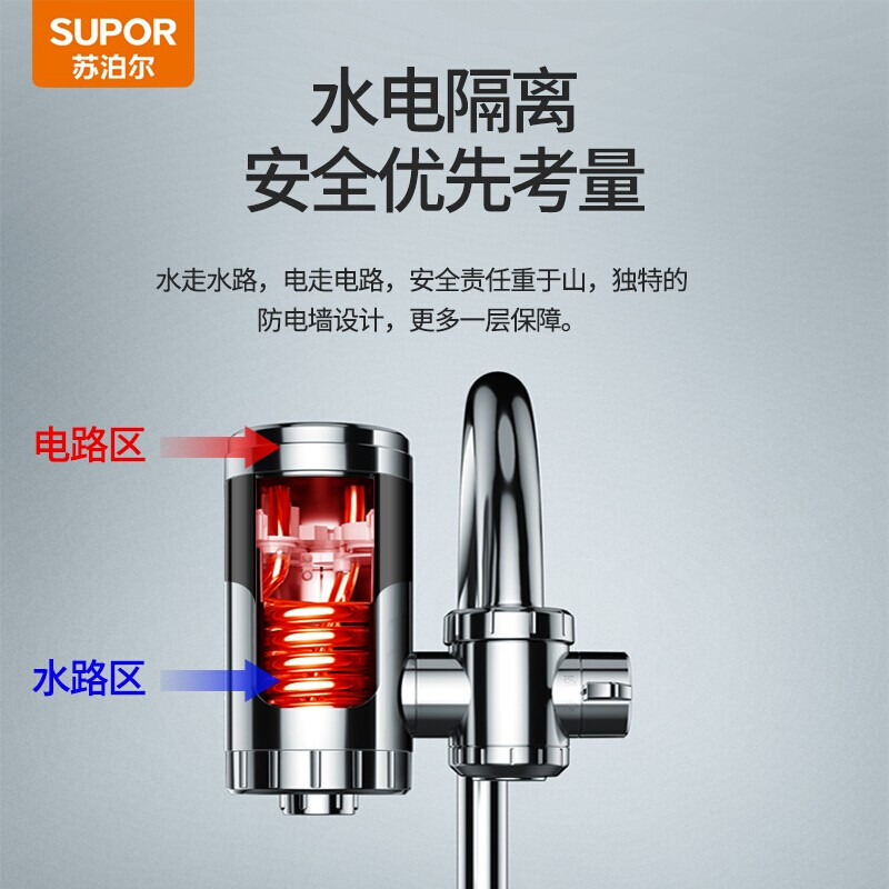 苏泊尔接驳式电热水龙头速热即热式加热小厨宝 快速过自来水热电热水器冷热两 热卫浴加热 274347-01-LS高清大图