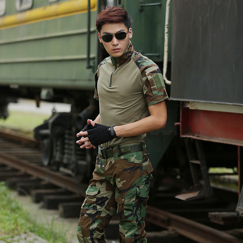 迷彩服战术蛙服套装男野外作训服修身战斗服夏款军迷服战术服四色丛林
