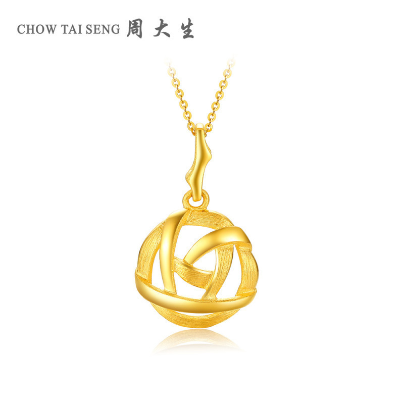 周大生黄金饰品黄金吊坠女新款足金999镂空玫瑰花朵挂坠可配项链花漾系列