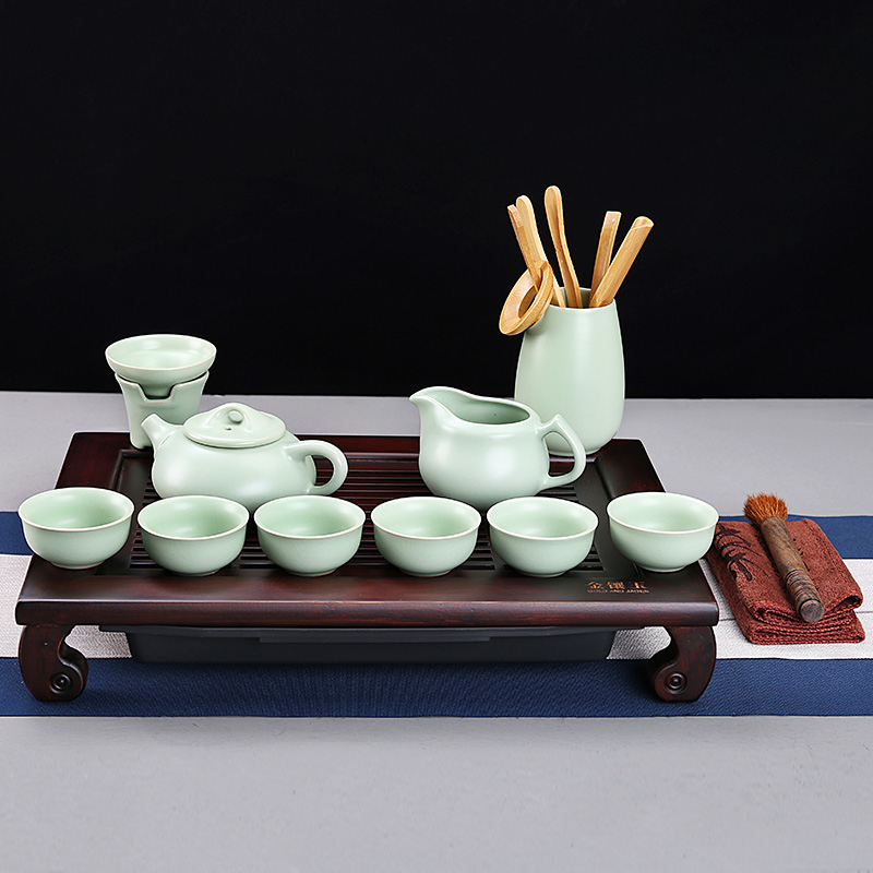 金镶玉 竹木小博古汝窑茶具 套装