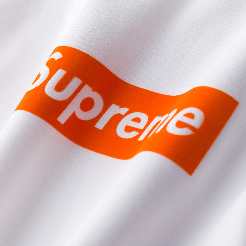 秀帛丽艾塔菲戈supremeitalfigo橘色植绒圆领卫衣