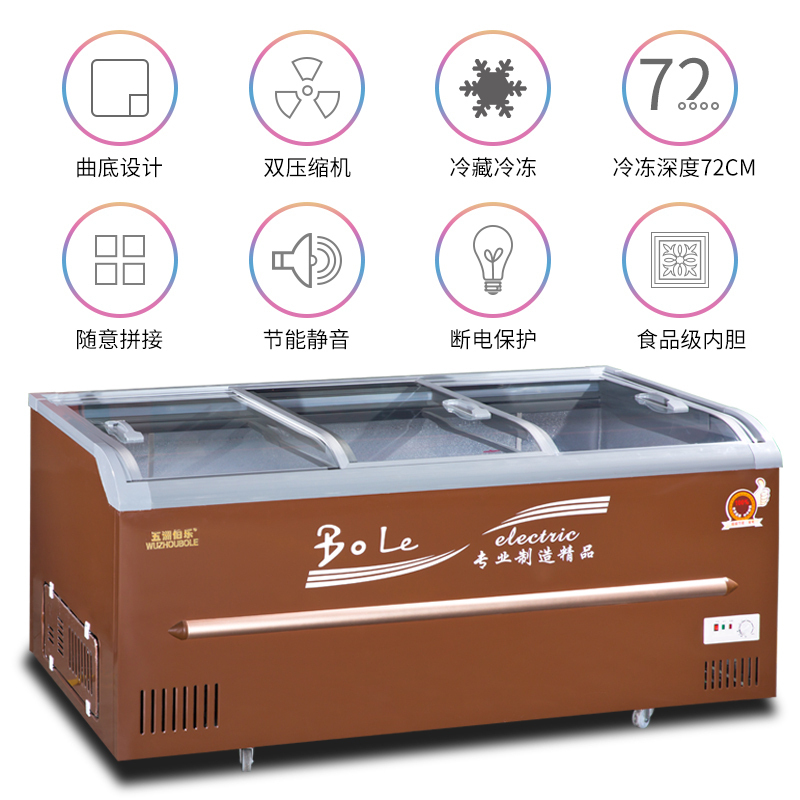 五洲伯乐(WUZHOUBOLE)SR/SF2020 716升超市岛柜海鲜柜 商用冷藏冷冻展示柜 卧式冷柜冰淇淋雪糕速冻柜