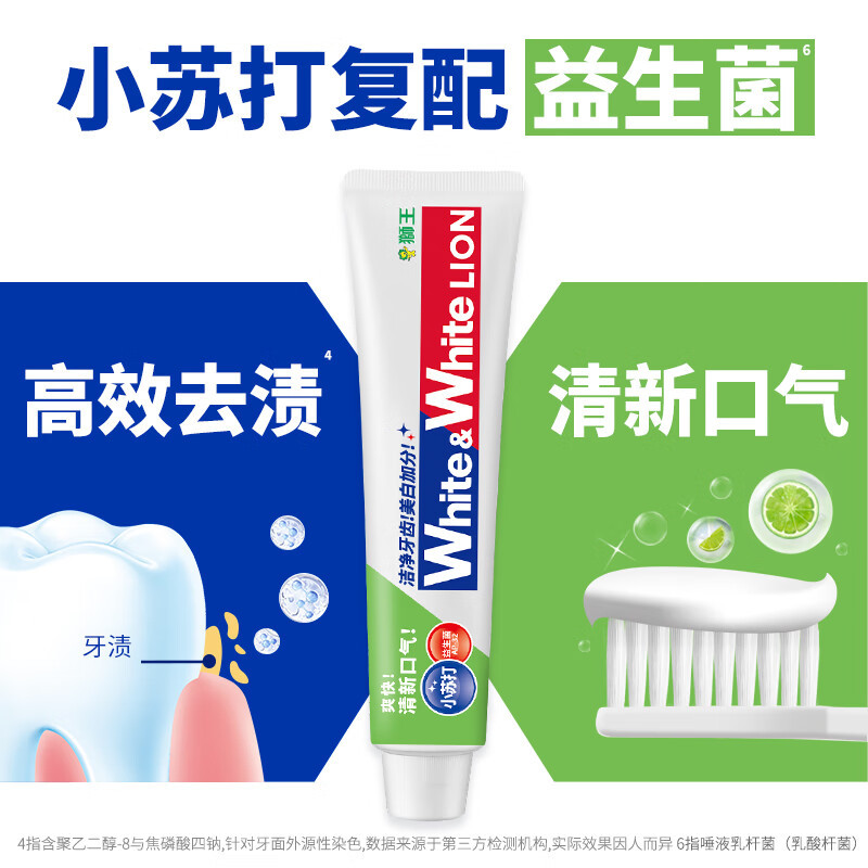 狮王(Lion)WhiteWhite小苏打沁凉青柠牙膏美白护龈120g抑菌去口臭去黄去牙渍高清大图