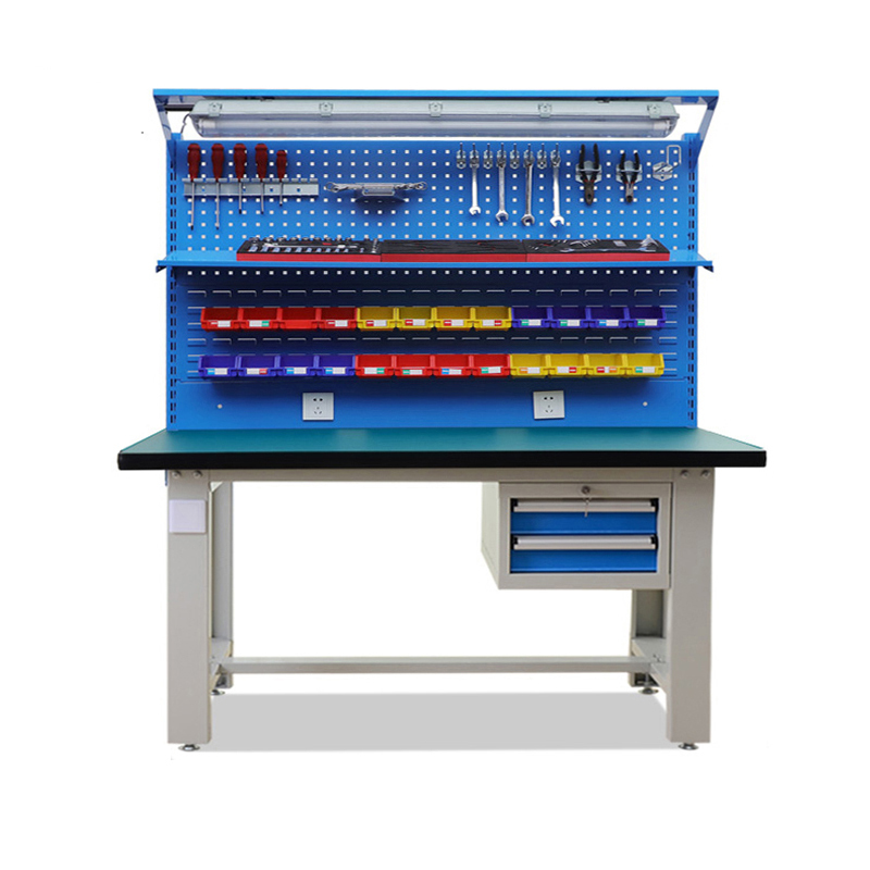 绵冠MIANGUAN重型钳工工作台 防静电操作台 工厂车间多功能维修工具台 2.1米吊二抽