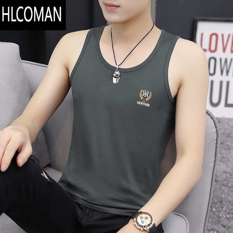 HLCOMAN男士背心莫代尔棉夏季冰丝无袖内穿打底网红薄款速干运动健身跨栏
