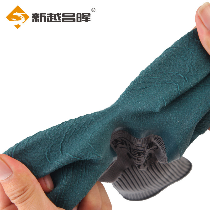 新越昌晖乳胶发泡手套 劳保手套 浸胶防滑耐磨透气皱纹涂胶手套 工地工作防护维修手套FL508 均码12副