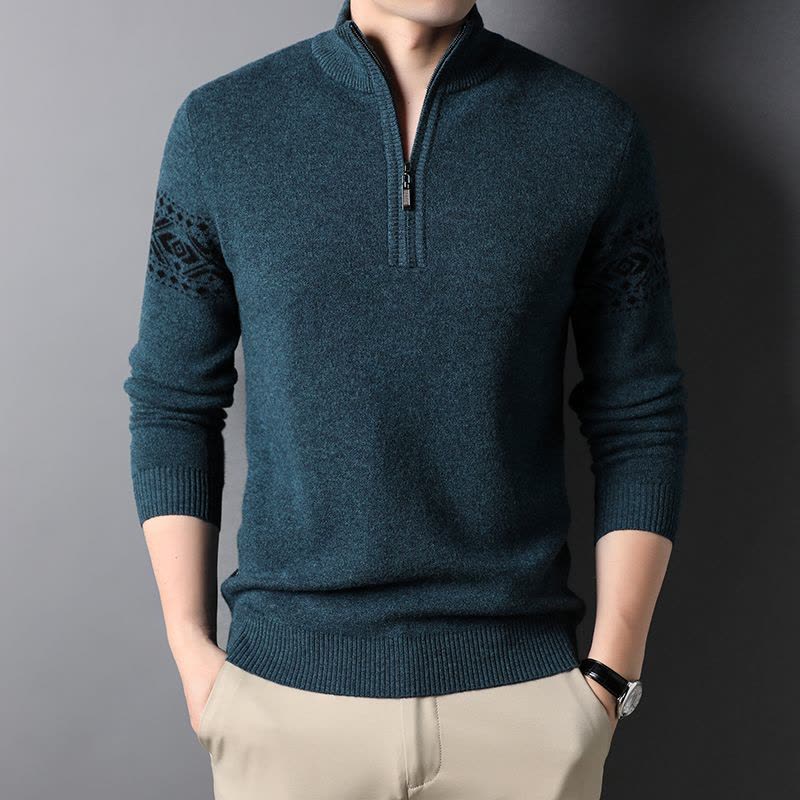 花花公子100纯羊毛衫男士毛衣冬厚拉链立领商务休闲毛大码线衣服男装2024图片