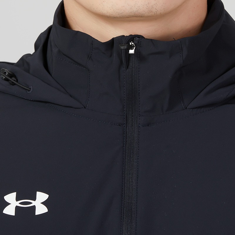 安德玛(Under Armour)外套男装新款防风连帽健身训练跑步运动透气宽松夹克22500408-001 ZP高清大图