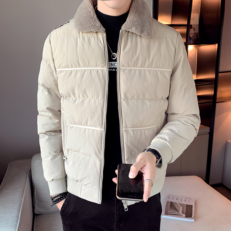 YUANSU棉服男士冬装外套韩版潮流2020冬季羊羔毛羽绒棉袄子加厚短款棉衣棉衣