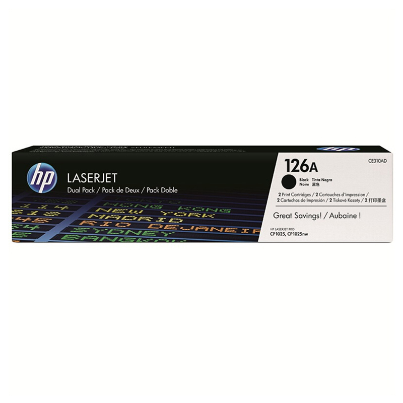 惠普(HP)CE310AD HP 126A 黑色激光打印硒鼓双套装适用于LaserJet CP1025/M175a