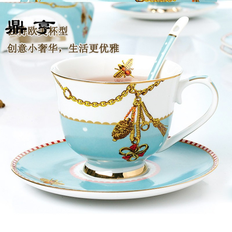 鼎亨欧式陶瓷花茶壶耐热玻璃英式下午茶家用蜡烛加热水果茶具茶杯