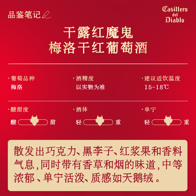 干露红魔鬼珍藏级梅洛干红葡萄酒智利原瓶进口红酒双支750ml*2瓶请客聚会过节送礼高清大图