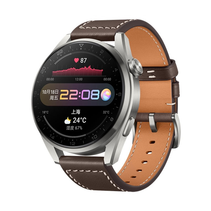 [新品 时尚款]HUAWEI WATCH 3 Pro 48mm eSIM独立通话智能手表 钛金属材质 心脏与呼吸健康管理 5天强劲续航 体温检测 NFC支付 时尚款 棕色真皮表带