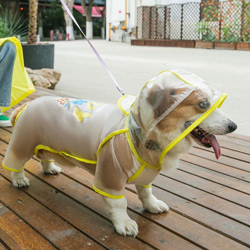 柯基雨衣护肚子狗狗雨天衣服四脚防水宠物小型中型犬全包肚兜雨披