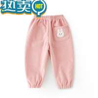 绿彩虹光女童加绒裤子儿童一体绒卫裤宝宝灯芯绒休闲裤加厚秋冬季2023新款