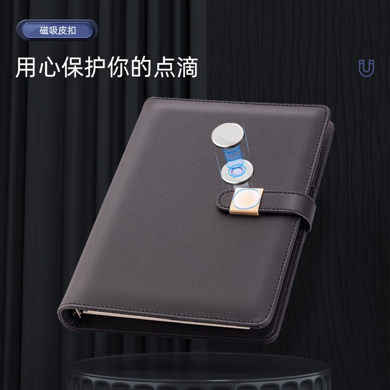 广博(GuangBo)22296活页记事本32k皮面记事本会议记录本皮面笔记本记事本可换芯 带插袋皮面套装