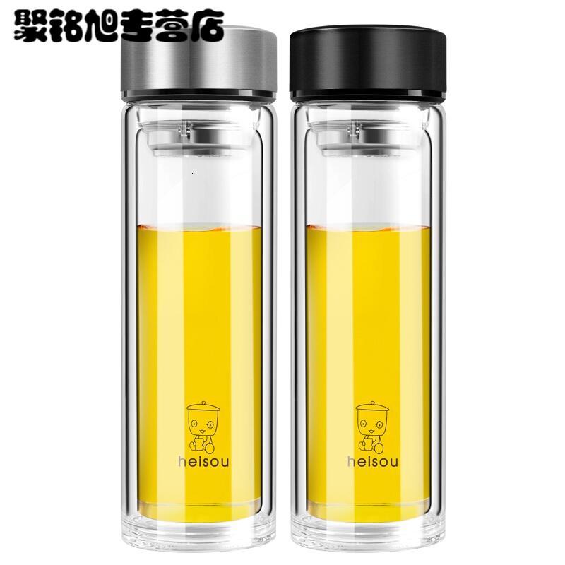 玻璃杯子双层耐热创意随手泡茶过滤透明带盖男女便携家用茶杯水杯简约