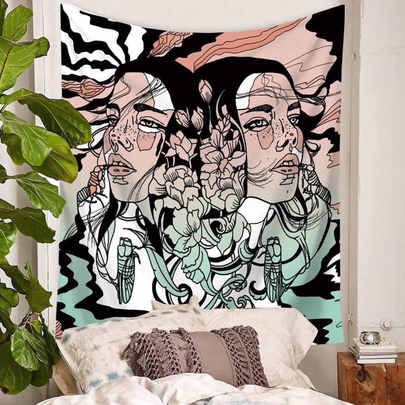 家柏饰(CORATED)鲜花女人复古欧式墙壁装饰挂布桌布背景布隔断窗帘挂帘墙 图三150高*130宽(送星灯+钉)高清大图