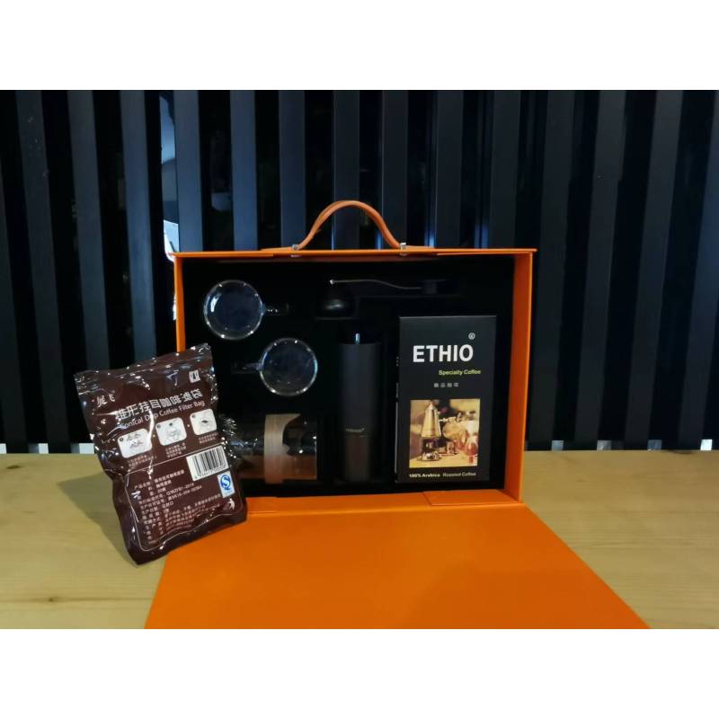 伊索精品咖啡礼盒——磨豆机+滤壶+滤纸+咖啡杯+精品咖啡豆 购买即可加送一盒价值128元精品咖啡豆