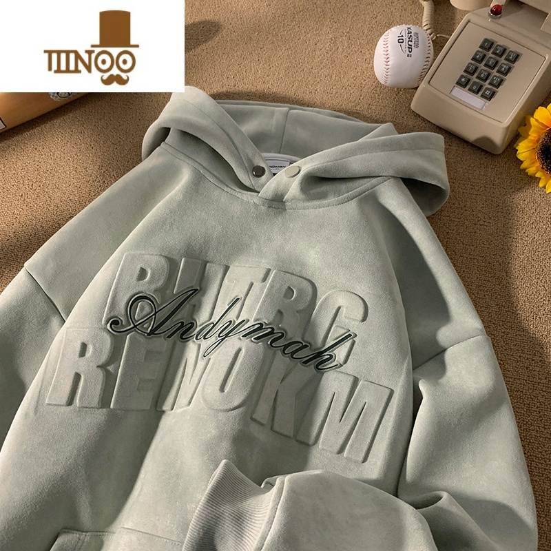 YANXU卫衣男士宽松连帽外套美式潮牌情侣男生绒上衣长袖高清大图