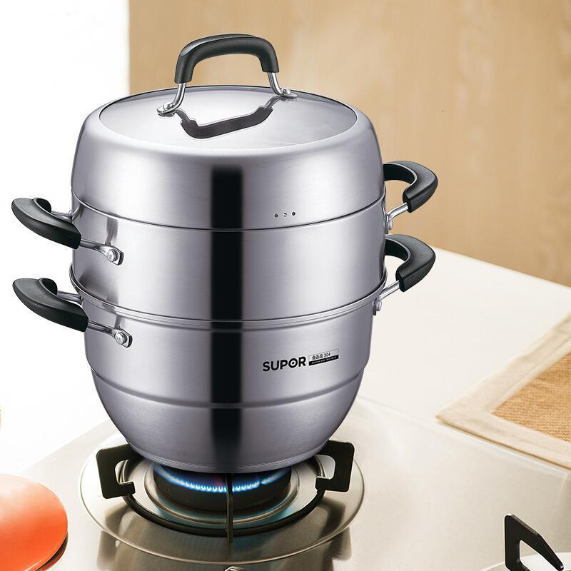 三层26cm蒸笼蒸馒头锅蒸馍锅大蒸鱼锅家用汤锅两用 sz26v1