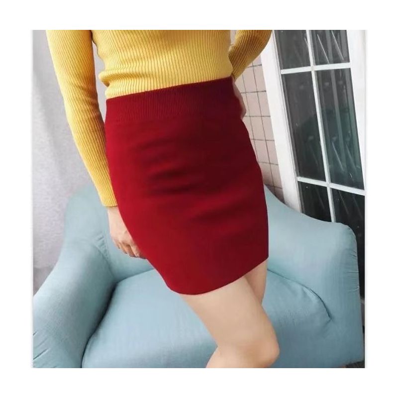 女装春秋冬款针织包臀裙高弹力半身裙短裙显瘦百搭款