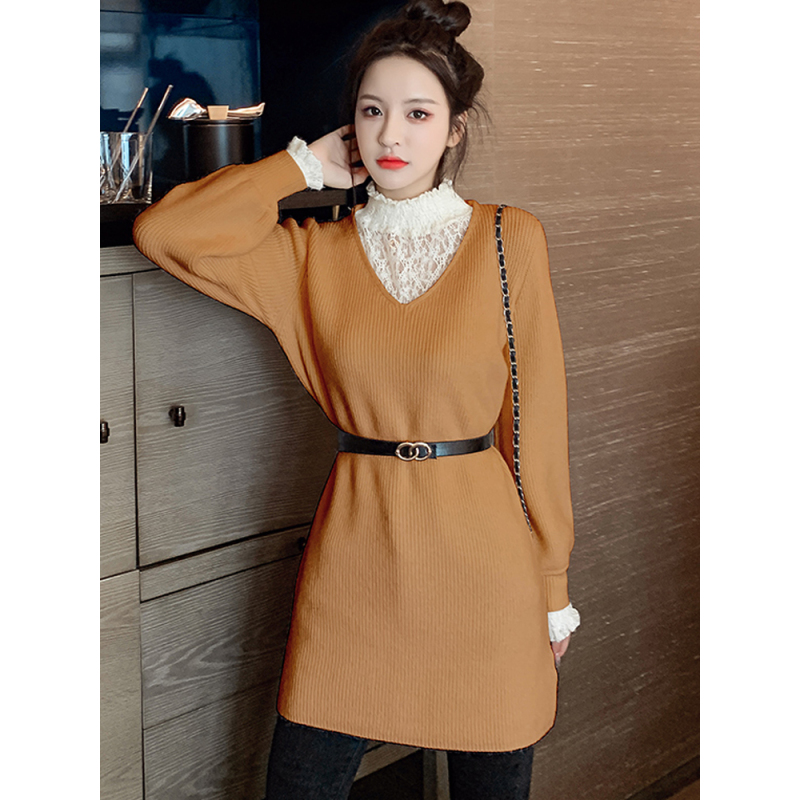 suntek145cm150矮个子女装气质连衣裙155小个子秋冬中长款毛衣打底