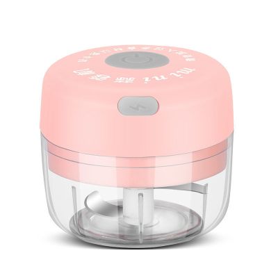 [粉色-小动力]-100MM 充电电动打蒜器厨房压蒜捣蒜泥神器多功能绞肉辅食家用搅拌器