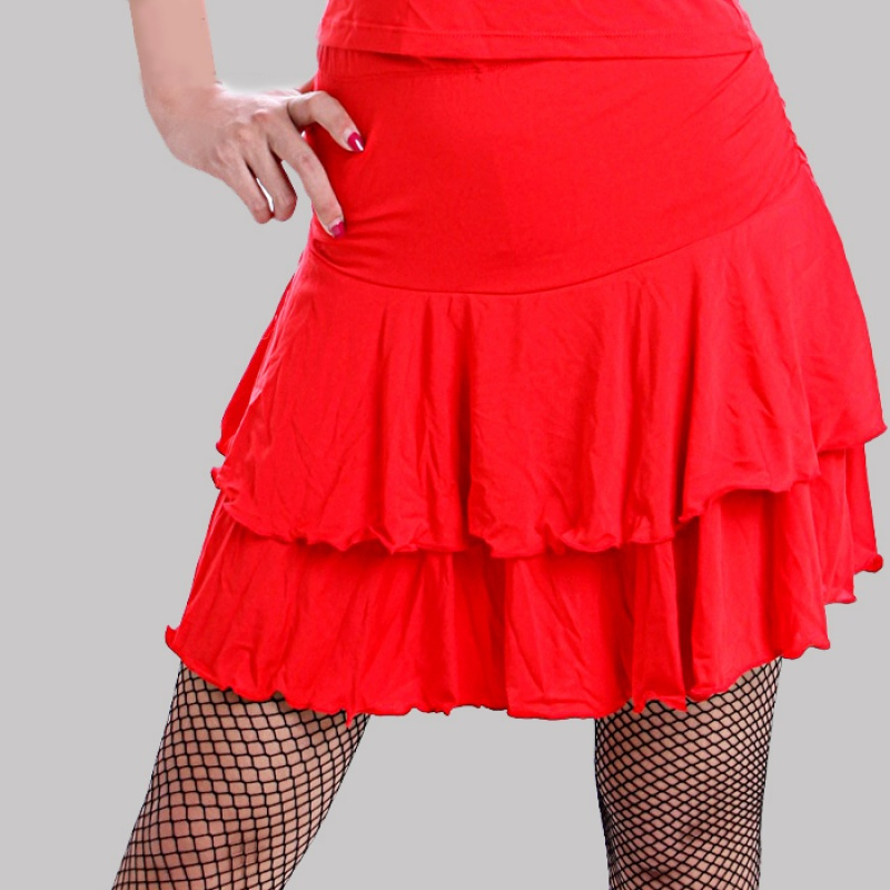 成人新款拉丁舞裙舞蹈裙交谊舞半身裙短裙子大摆广场舞下装国标舞视频