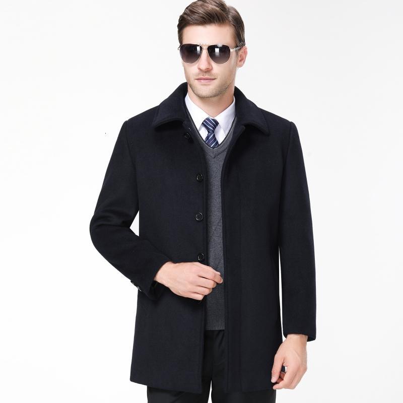 免费试穿正品男士外套羊绒大衣中老年加绒加厚爸爸男羊毛呢子大衣扣子