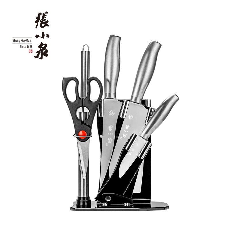 张小泉 银睿套刀六件套 厨房套刀 切片刀切菜刀斩骨刀多用 D40500100图片