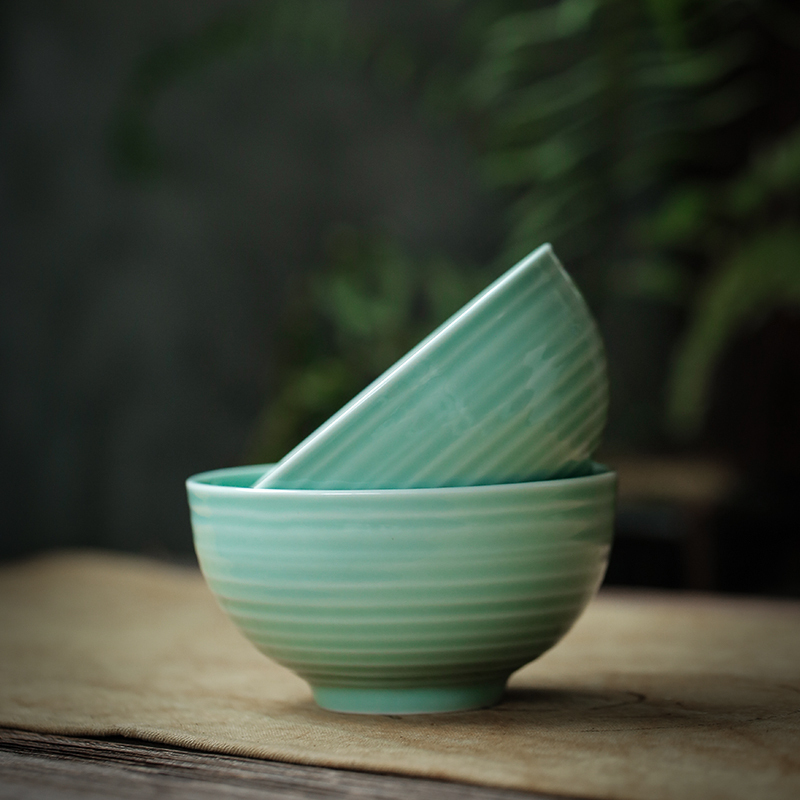 苏氏陶瓷 SUSHI CERAMICS 饭碗青瓷釉陶瓷碗高脚米饭碗5英寸面碗汤碗 4只装餐具套装