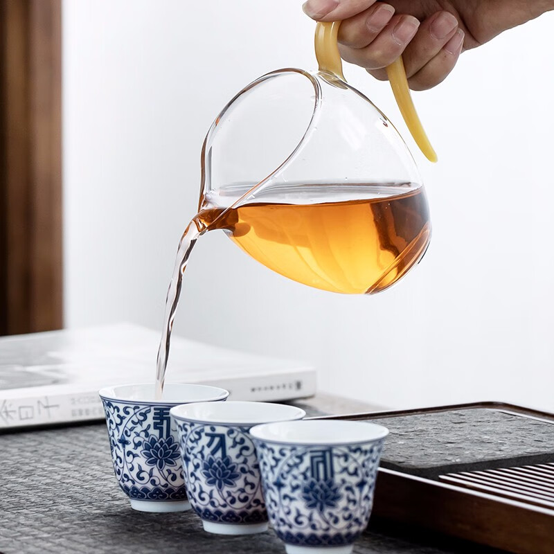 金镶玉 青花初夏套装 茶具套装 德化羊脂玉白瓷青花瓷盖碗茶杯家用办公室礼盒装高清大图