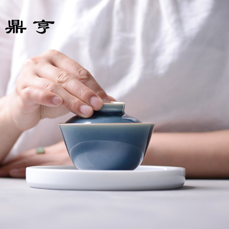 鼎亨霁青 霁红 盖碗 陶瓷 全手工 景德镇 茶杯 茶碗 泡茶碗 干泡